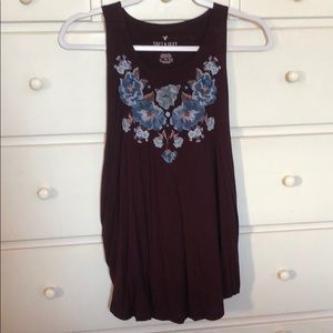 American Eagle Soft&Sexy Floral Detailed Tank Top